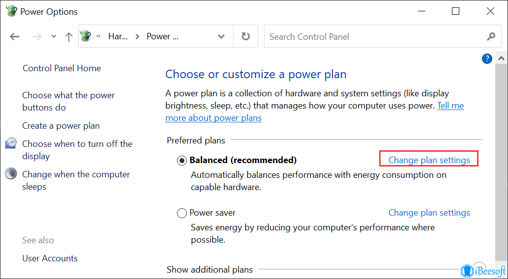 Change plan settings