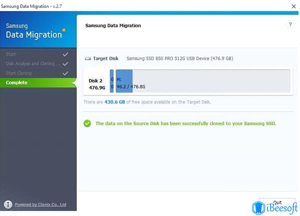 samsung hard drive cloning completes