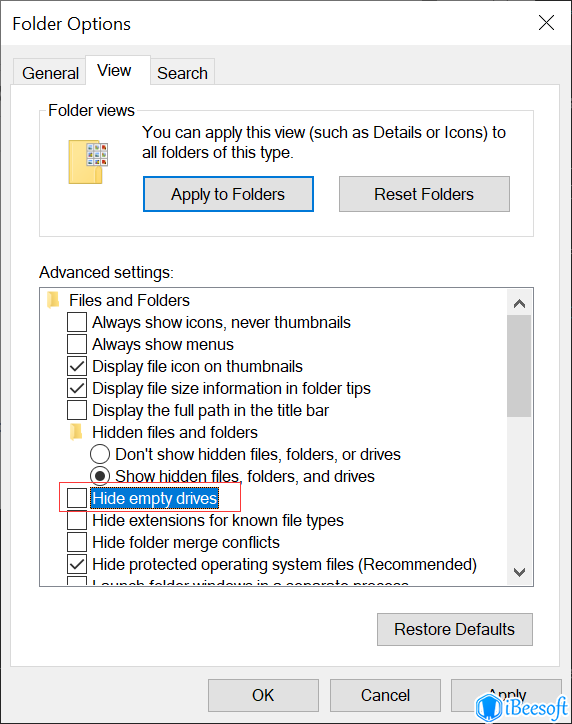 Hide empty drives