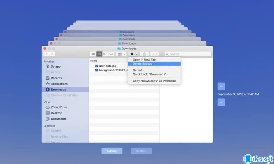 how to delete backup files mac