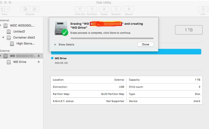 how to erase wd external hard drive mac