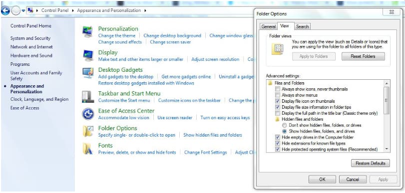 dossier caché dans le téléchargement gratuit de Windows 7