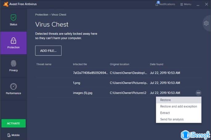 avast recover deleted file