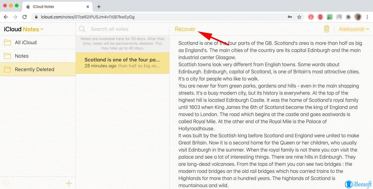 How to a Deleted Note on Mac - iBeesoft