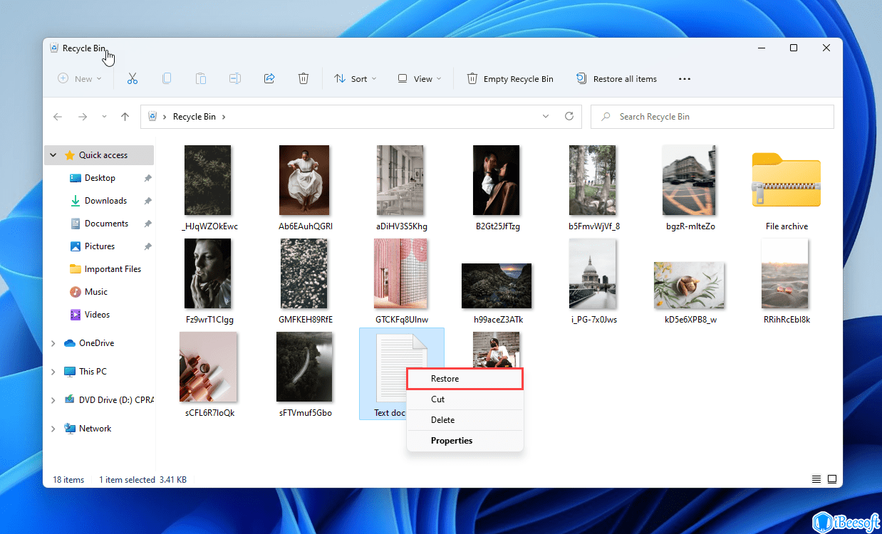 recover deleted files from recycle bin after empty windows 11