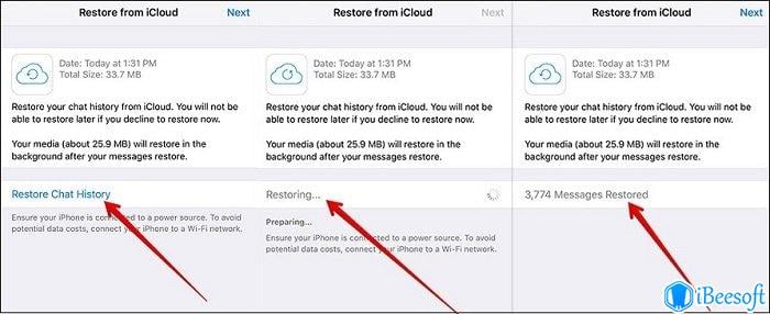 restore whatsapp messages from icloud on iphone