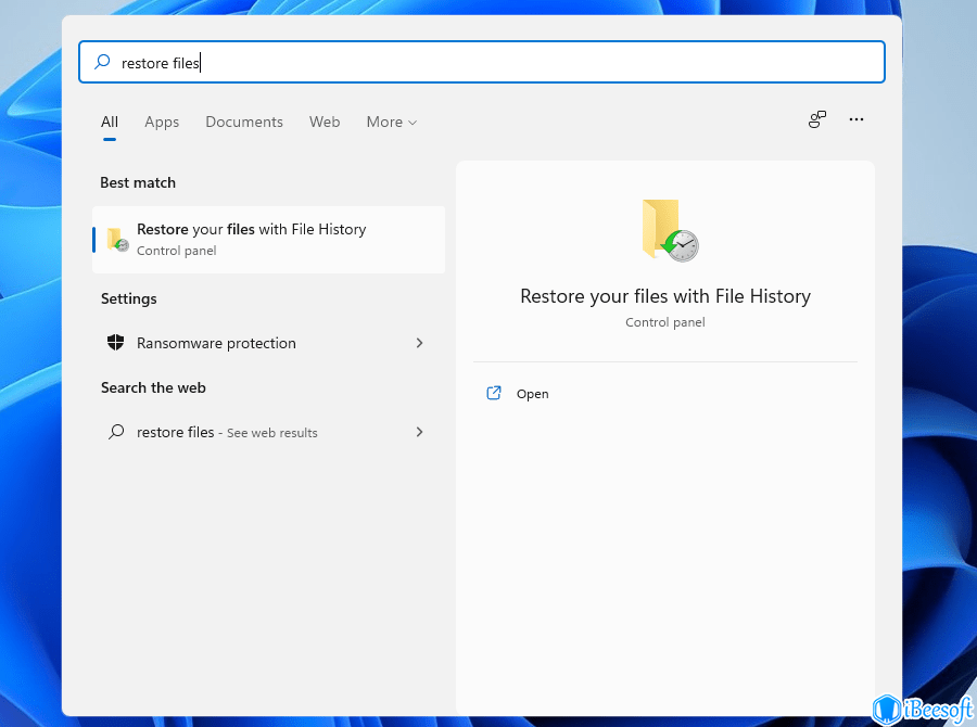 restore your files with file history
