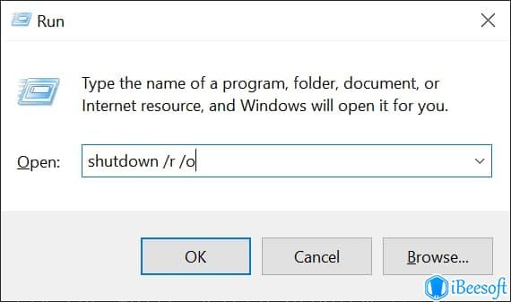 shutdown /r /o